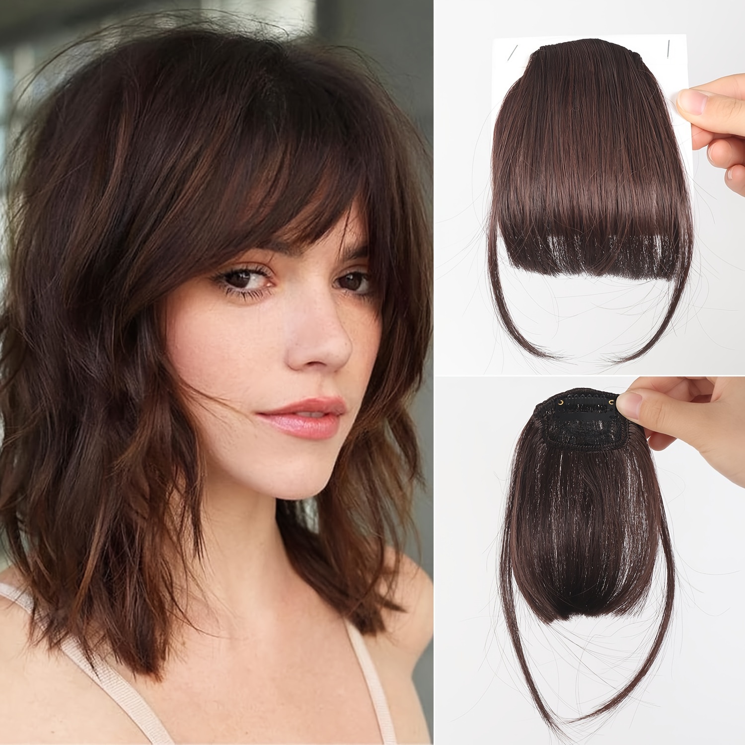 womens synthetic straight hair clip in air bangs light invisible hairpiece with   heat resistant wig accessory   and suitable for   collection details 10