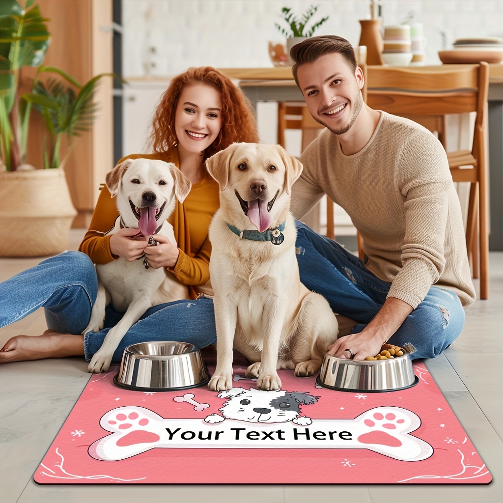 

Custom Pet Feeding Mat With Name - Absorbent, Non-slip Dog & Cat Food Placemat For Bowls, Quick Dry, Stain-resistant, Leak-proof Indoor Pet Dining Pad