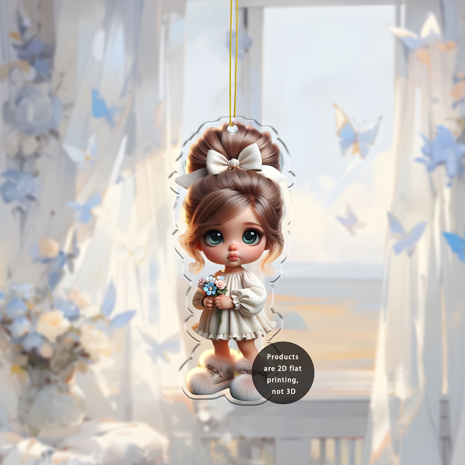 Image of Single 2d Flat Classic Acrylic Girl Pendant Charm - Versatile Hanging Decoration For Vehicles, Bags, And Keys - For Any Event - Style - Shape: Designs