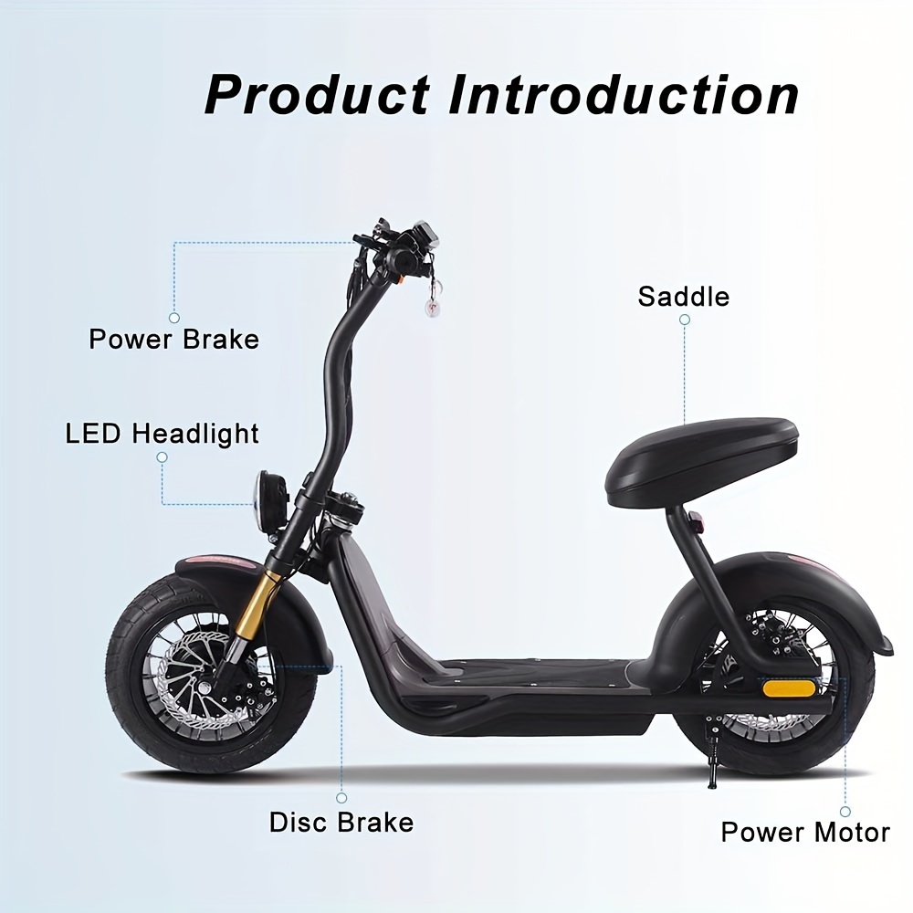 mopeds for adults moped fat tire electric scooter heavy duty electric scooter electric moped for adults electric scooter adults with seat 48v12ahlithium battery 10 air filled tires brakes front rear disc details 1