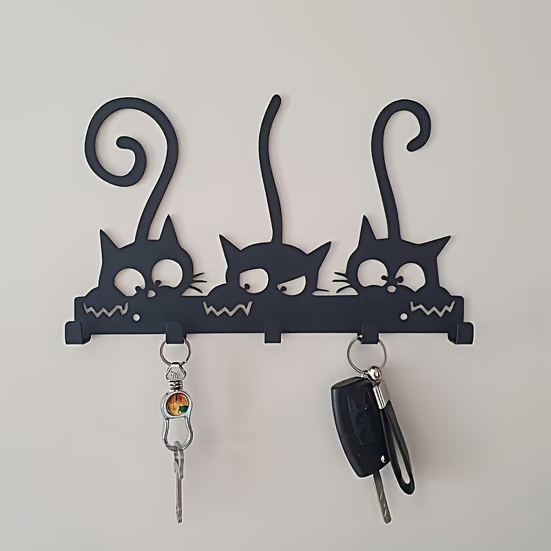 Cats Decor Wall Hooks Key Hooks Rack Iron Hangers 5 Hooks - Temu
