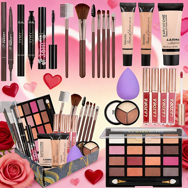 TEMU Eyeshadow Palette Sets, Women's Makeup Sets, Must-have Travel Sets, Professional Makeup Sets, Makeup Including Eyeshadow, Lipstick, Eyebrow