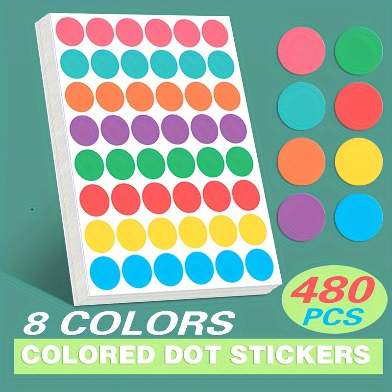 480pcs 10 Sheets Color-coded Stickers, Round Color-coded Stickers 8 Stickers Office Student Classroom File Stickers Handwritten Classification Mark Labels Gift Sealing Stickers