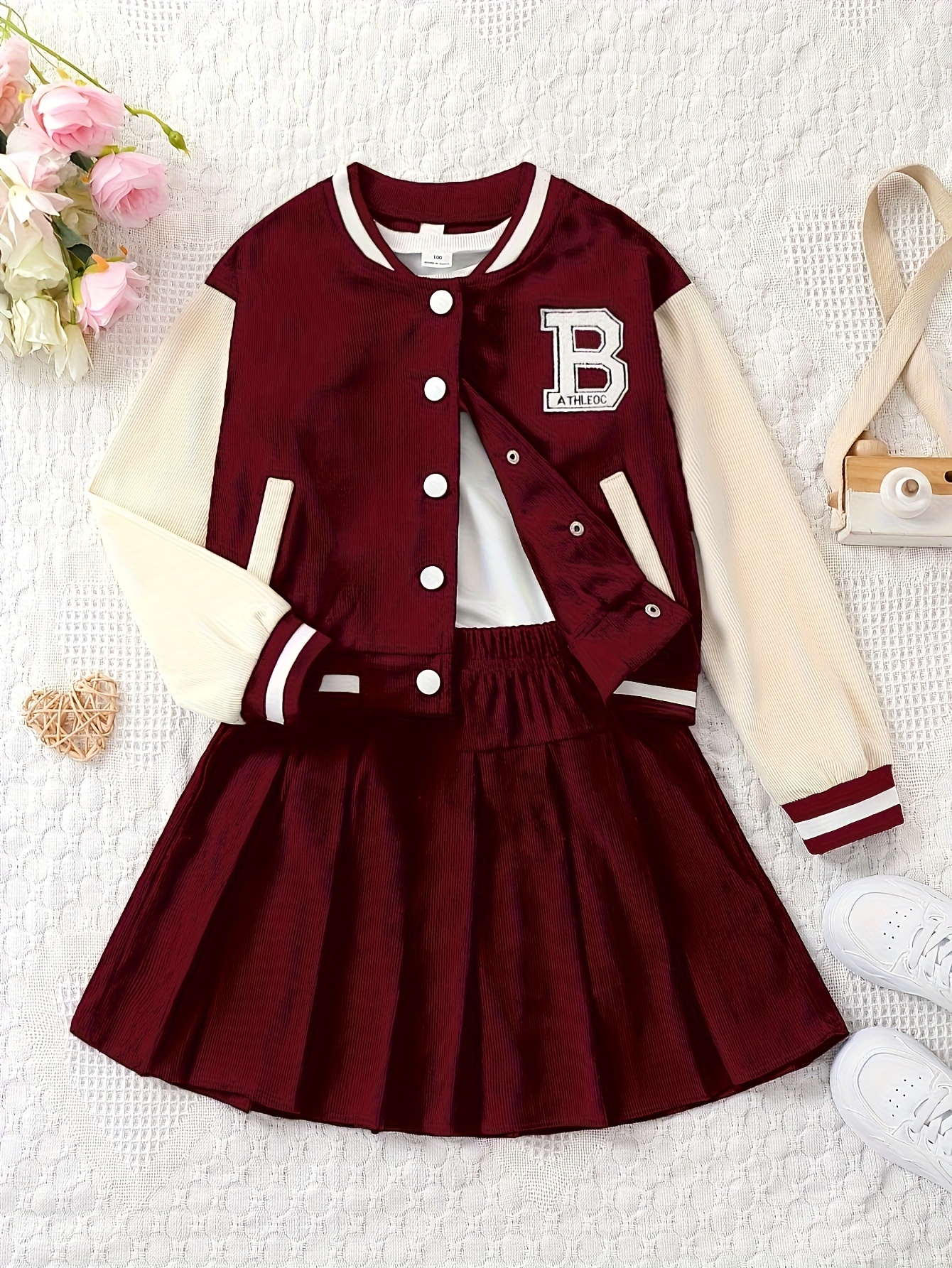 girls suit autumn winter style medium large skirt corduroy Temu