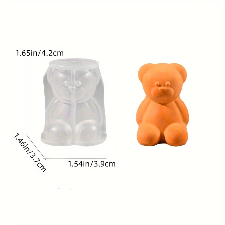 Diy Cute Bear Scented Candle Silicone Mold, Animal Scented Candle Sitting Bear Plaster Mold