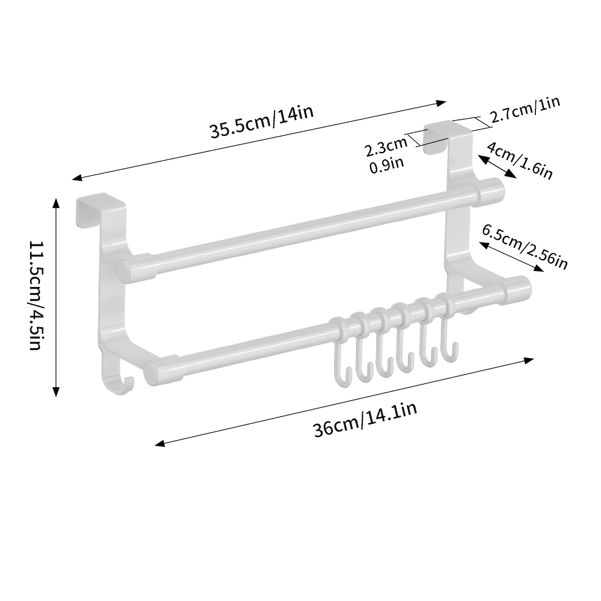 TEMU Amoichic Double-bar Over-the-door Kitchen Rack: A Versatile Storage Solution With Hooks, Organizing Towels, Spatulas, Spoons, Gloves, And Other