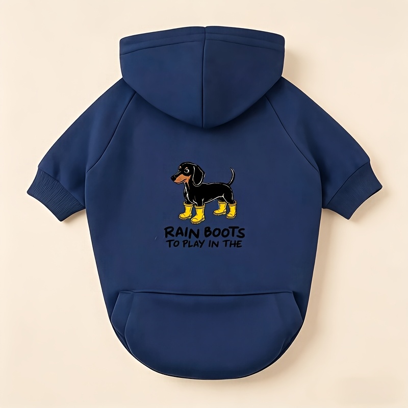 Yellow Rain Boots Dachshund Print Pocket Sweatshirt