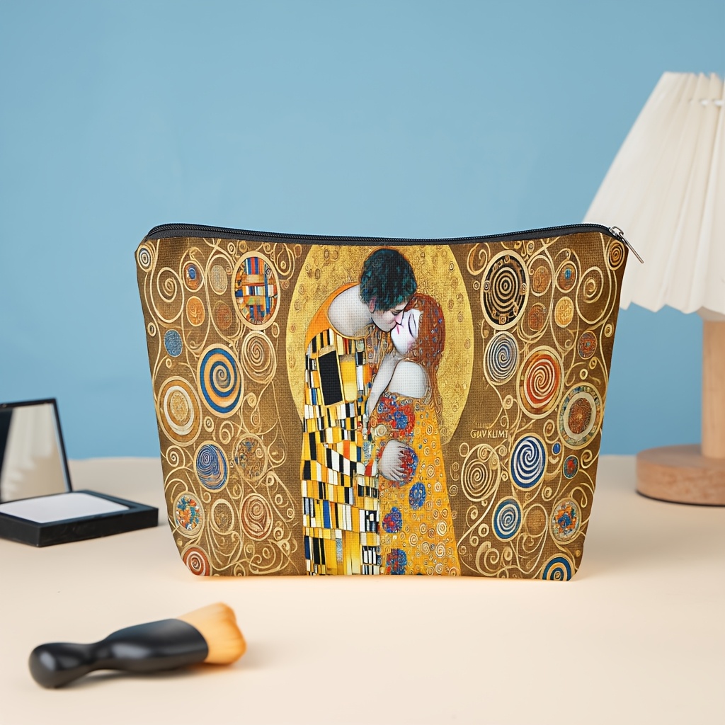 TEMU A Makeup Bag, Kissing, A Stylish And Lightweight Toiletry Bag With A Zipper, Perfect For Travel And Everyday Use - A Multifunctional Storage