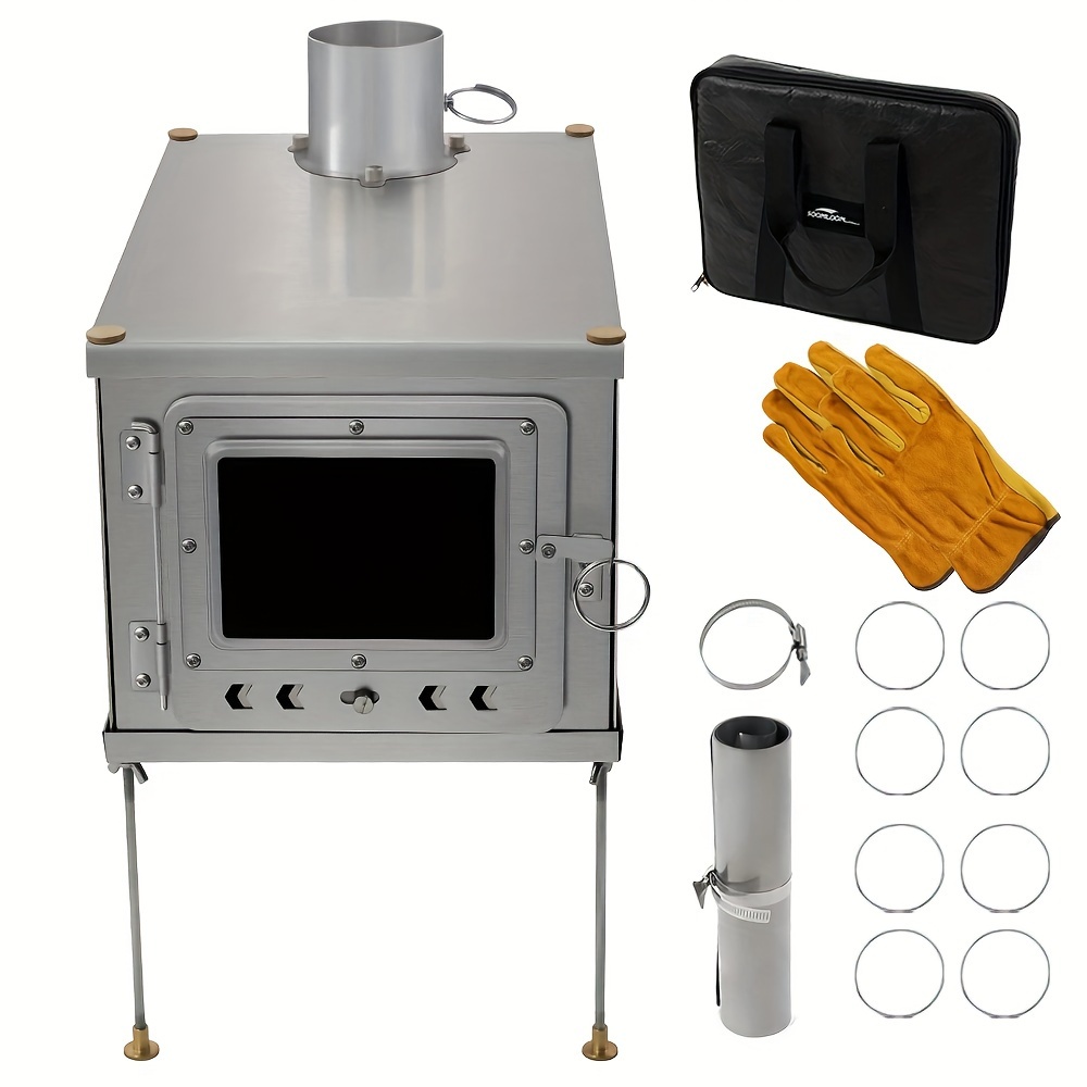 

Soomloom Foldable Titanium Wood Stove, Lightweight Portable Folding Wood Burning Stove For Outdoor Camping Hiking