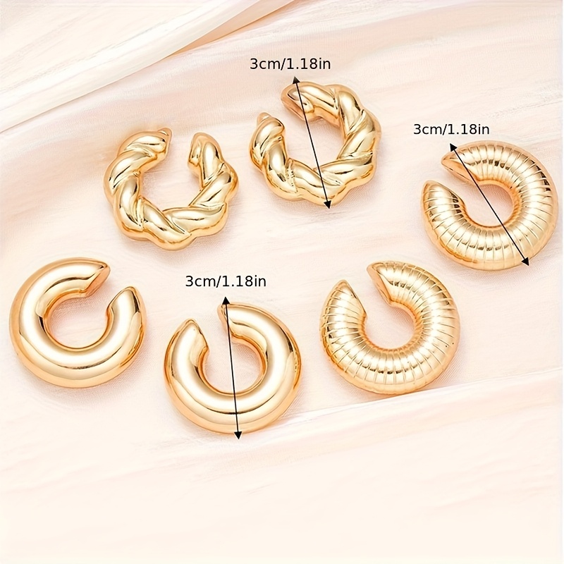 Women's 4-Piece Exaggerated C-Shaped Punk Spiral Ear Clip Set