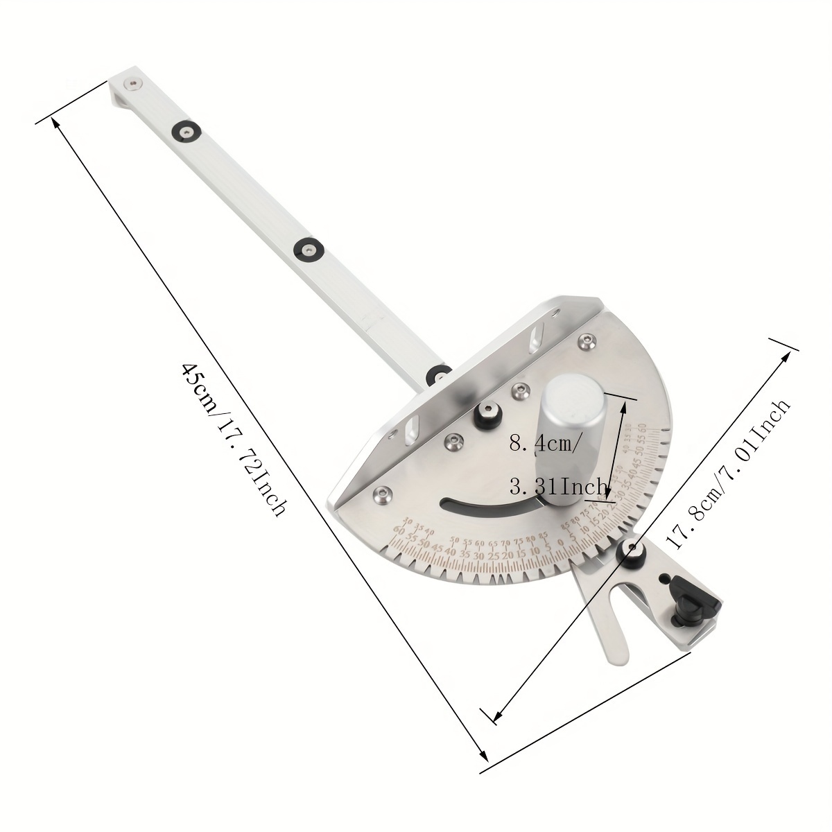 Miter Gauge Circular Table Saw 450mm Length Angle 0°-60° Adjustable, Angle Stop Woodworking Accessories Angle Tool