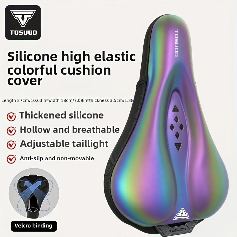 Image of Tosuod 1pc Colorful Silicone Cover For Road Bike, Seat Cover For Mountain Bike, Prevents Pain Bicycle Additions