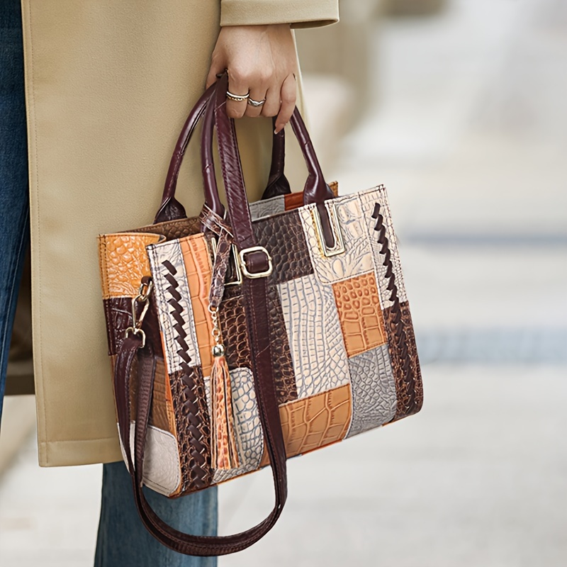 top handle handbags for women western retro crossbody satchel purse leather handbag with adjustable strap Product details 0