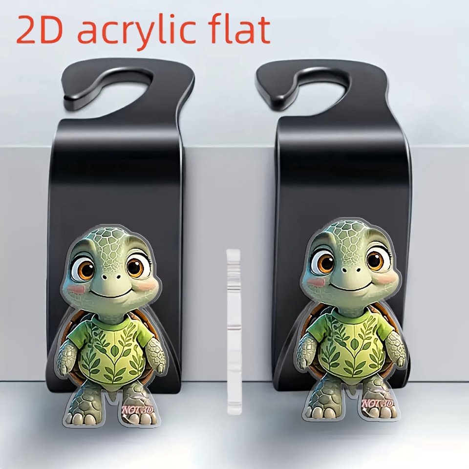 E-shop 2 Stück 2D FLACHE Niedliche Schildkröten-Autositzhaken - Versteckter Aufbewahrungsorganisator mit Entzückendem Schildkrötendesign, Langlebige