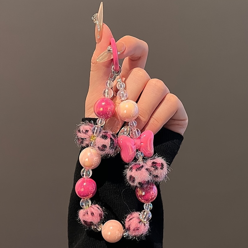 Image of 1pc Ball 3d Bow Phone Charm, With Phones, Keys, And Bags In Autumn And Winter, A Girly Vibe