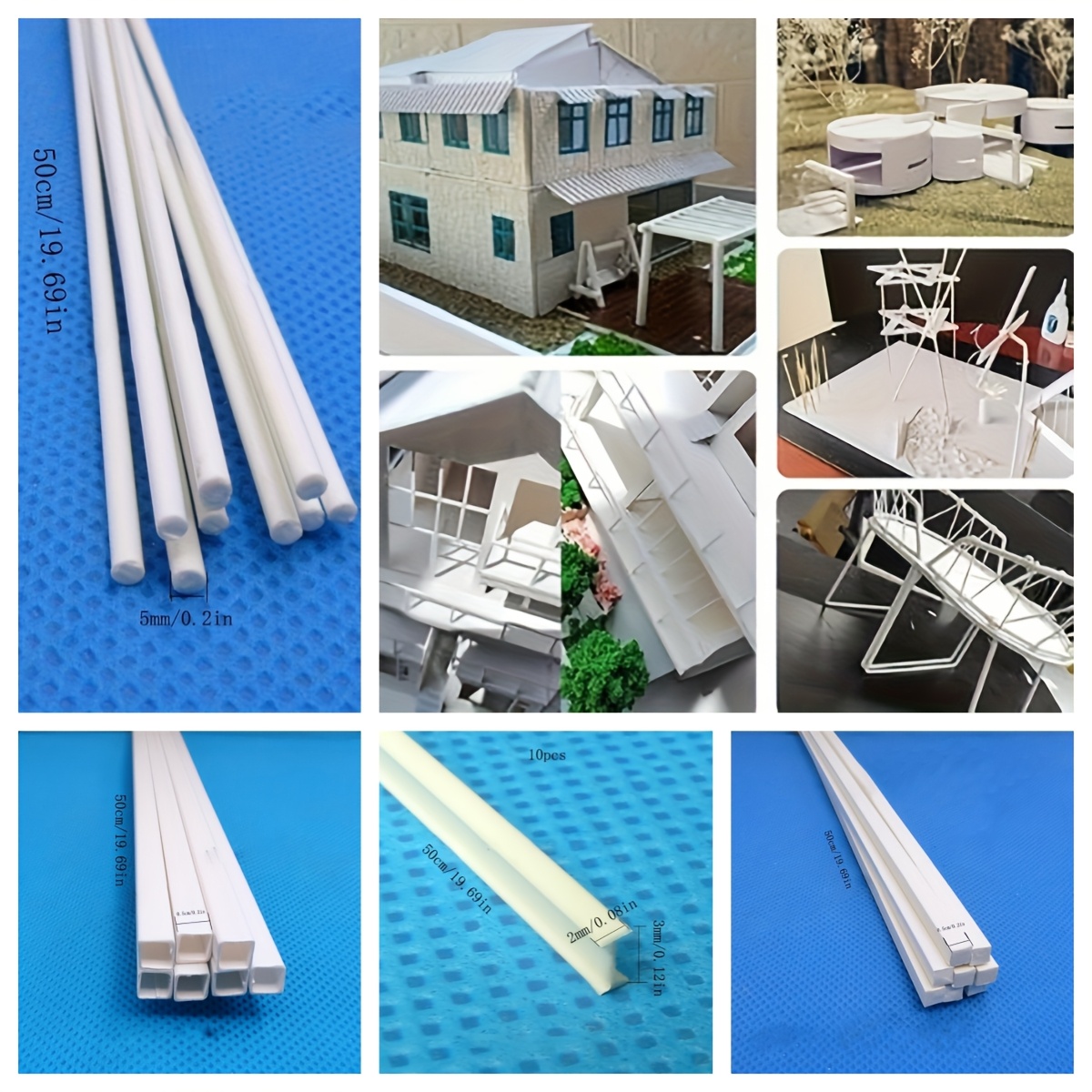 

1 Set Plastic Model Making Rods, Solid & Hollow Cube Shapes, Diy Construction & Architecture Building Kit, Ideal For Scale Model Railways, War Gaming &