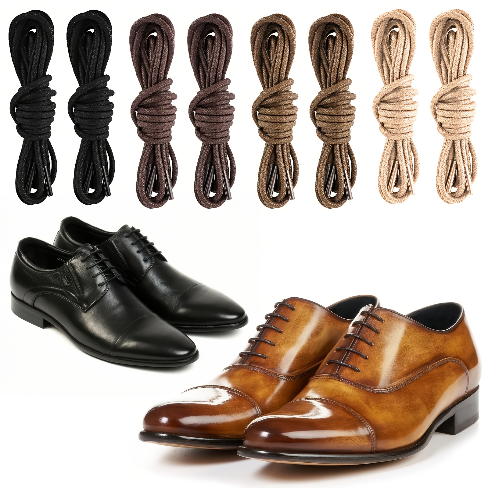 TEMU 8 paires de lacets pour chaussures habillées, lacets ronds fins de qualité supérieure, cordons durables pour chaussures pour hommes et femmes,