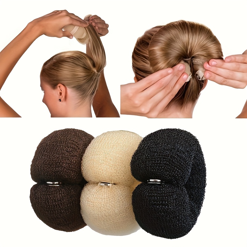 TEMU 3/6pcs Women's Hair Tie, Fluffy Hair Tie For Round-headed People, Fixed Hollow Hair Tie For , New Hairdressing Plate Hairpin Suitable For