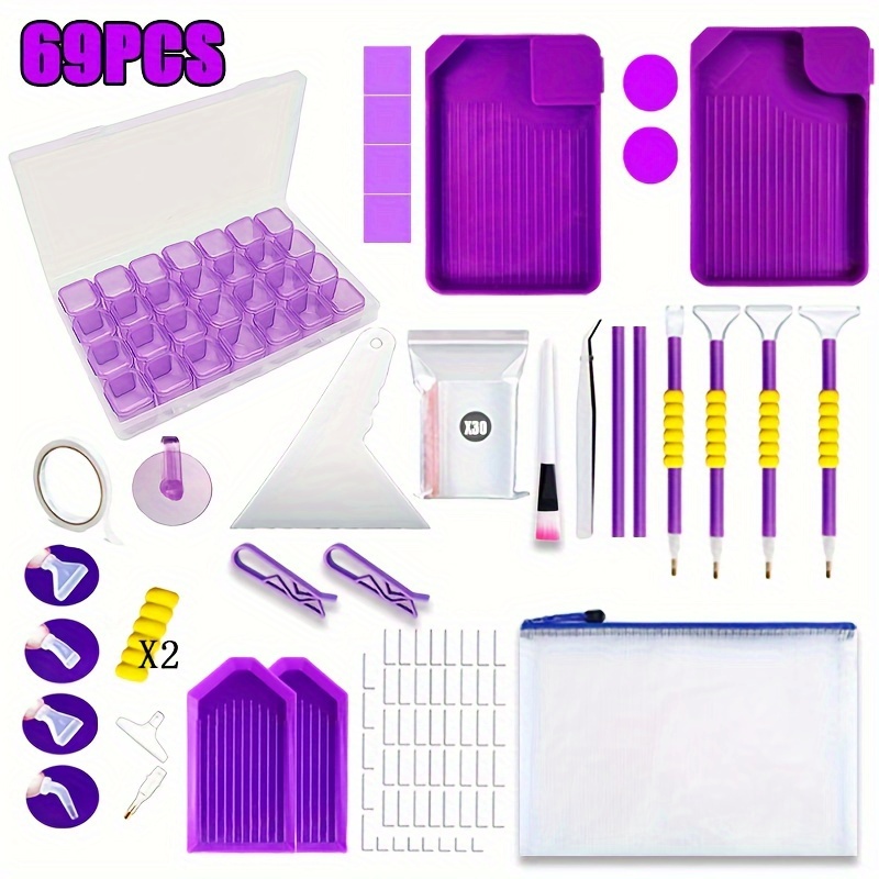 

Kit de 69 pièces d’outils de de , d’art de artificiel boîte de rangement 28-grilles, pointes de stylo pliables, pinceaux, , bac, pince, de - Fournitures de de en plastique les d’art DIY