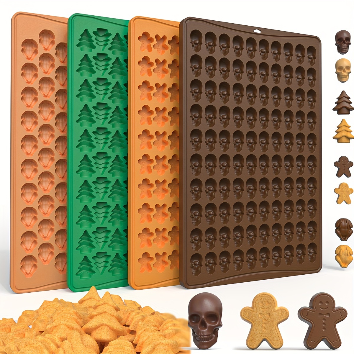 

1pc, Christmas Tree Gingerbread Biscuits Mold, 100 Hole Silicone Baking Biscuits Mold, Snack Biscuits Mold, Diy Chocolate Candy Mold, Reusable And Easy To Clean Baking Mold, Baking Tools