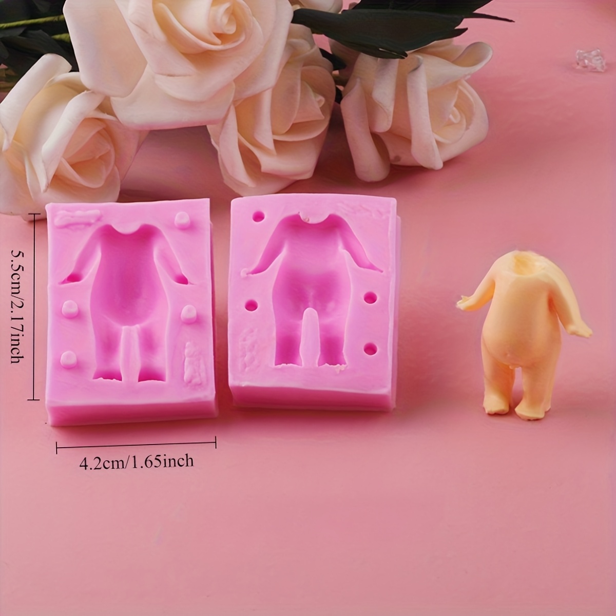 TEMU 2pcs/set Silicone Molds For Fondant Dolls, Clay Body Molds For Figurines, And Cake Molds For Cupid Dolls.