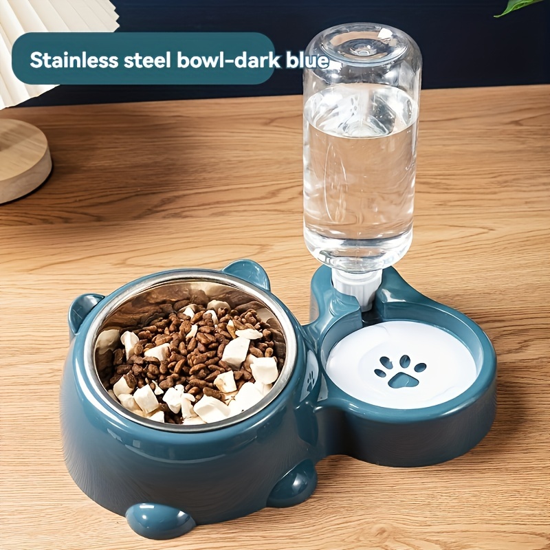 TEMU 1set Bowl Pet And Dispenser Set - Non-electric, 2-in-1 And , Plastic , No Battery