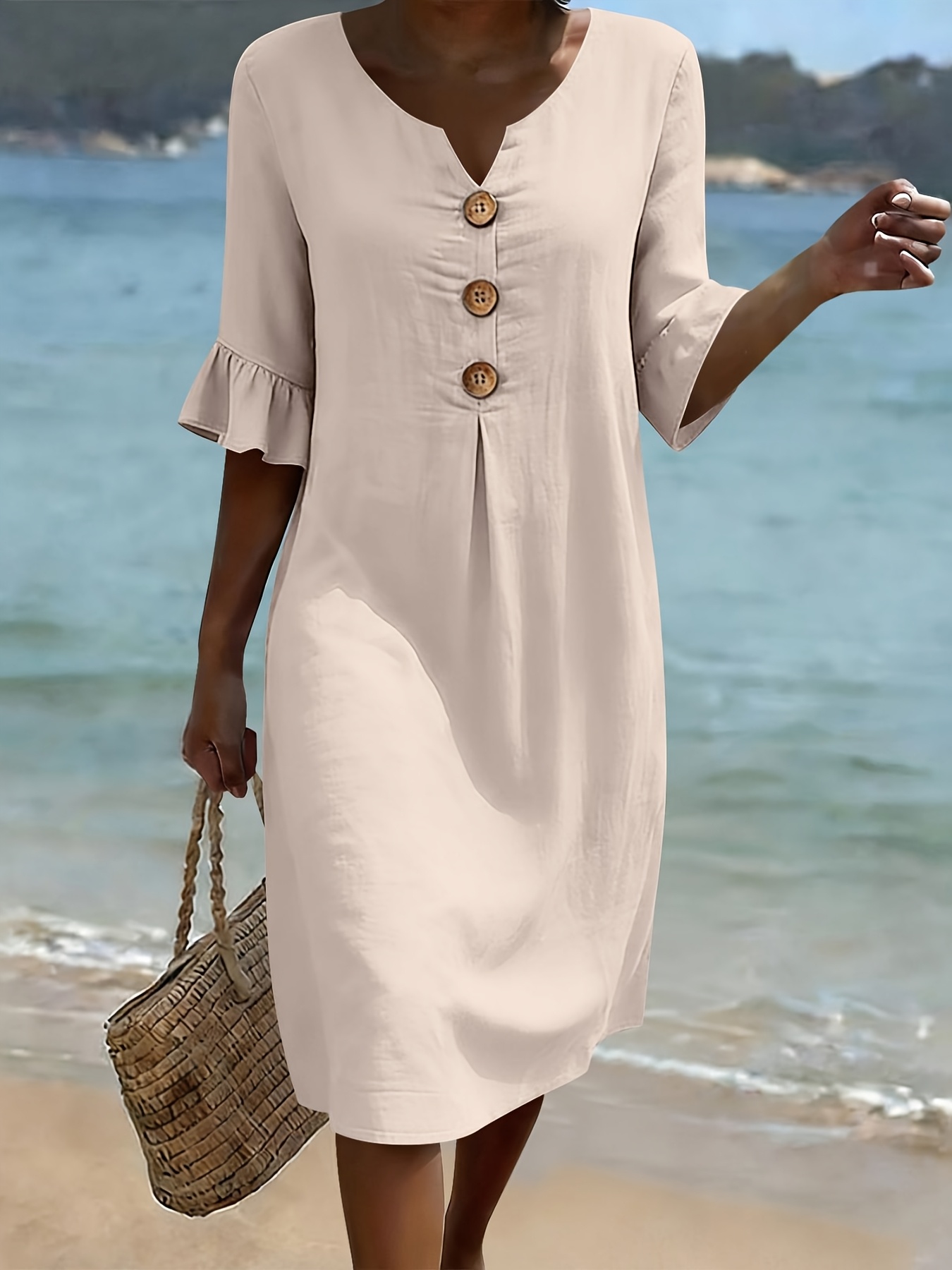 knee length dresses for ladies N LADIES CASUAL COTTON DRESS – Al Nasser main image 1