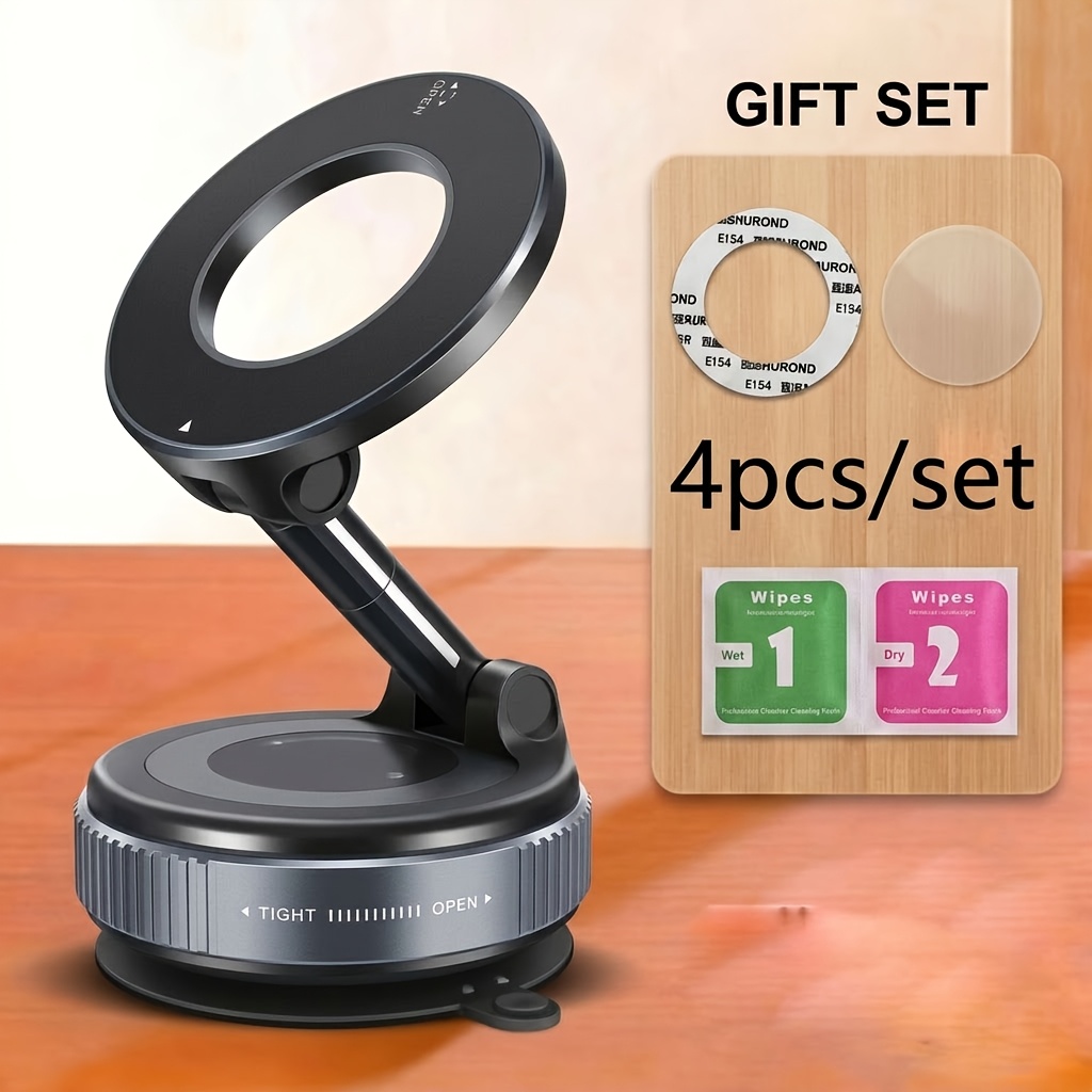 E-shop 4-teiliges Set: 360° verstellbarer magnetischer Handyhalter, geeignet für den Einsatz auf Armaturenbrettern, kompatibel mit iPhone 16/15/14/12