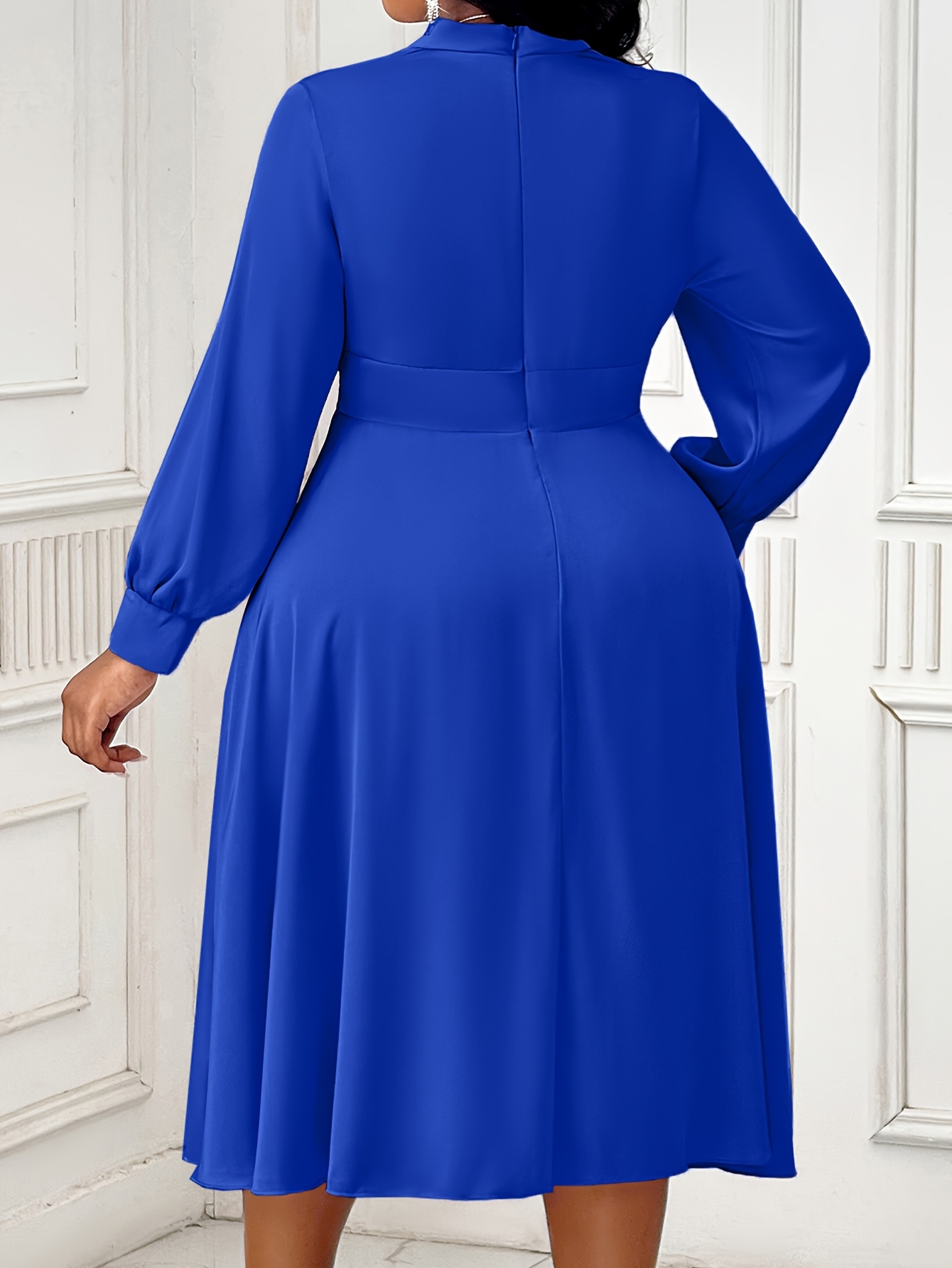 royal blue plus size dress with sleeves Kiyonna - Essential Wrap Dress - Royal Blue main image 0