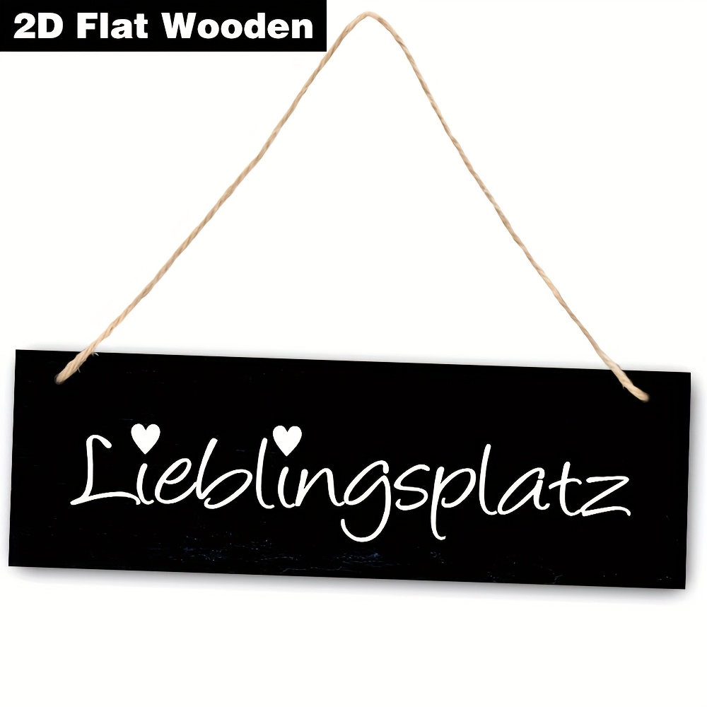 E-shop 2D-Flachholzschild - "" mit - Modernes Wanddekoration für Zuhause, Garten oder Café - Einfach zu befestigen, kein erforderlich, Gartenschild |