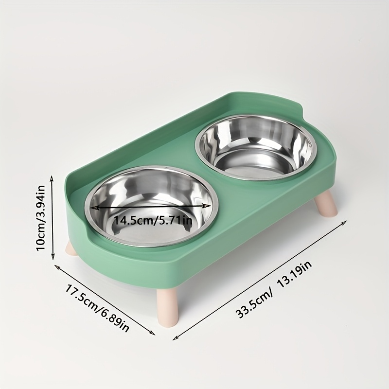 Elevated Pet Bowls with 2 Stainless Steel Bowls & 1 Pet Food Scoop, Raised Cat Food and Water Bowl Set for Neck Protection, Anti-Vomit Non-Slip Double Feeder for Indoor Cats and Puppies