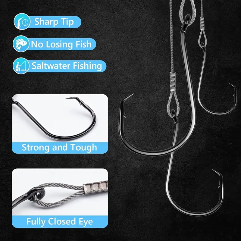 40pcs saltwater fishing hook rigs 9 inch circle hooks - Temu 40pcs saltwater fishing hook rigs 9 inch circle hooks - Temu