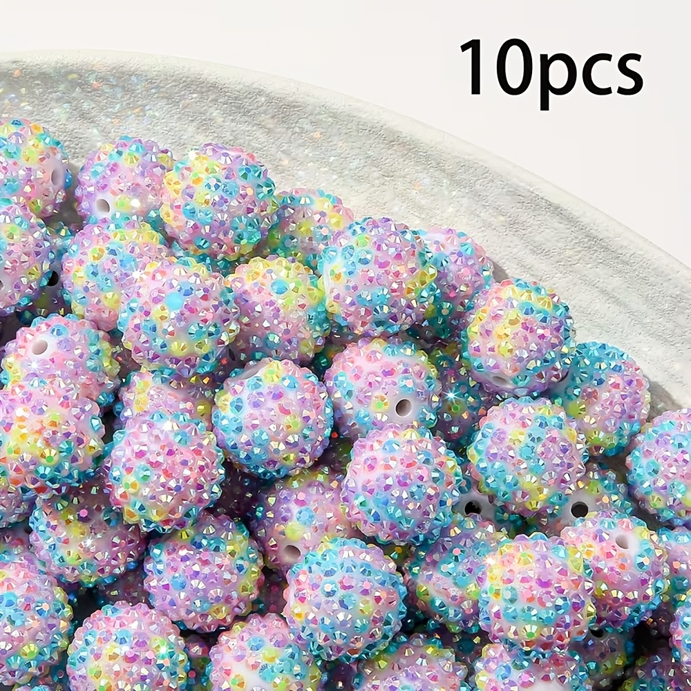 TEMU 10pcs Of Shiny 20mm Bubblegum Disco Ball Beads, Perfect For Making Your Own Jewelry, Necklaces, And Crafts - Ideal For Halloween, Thanksgiving,
