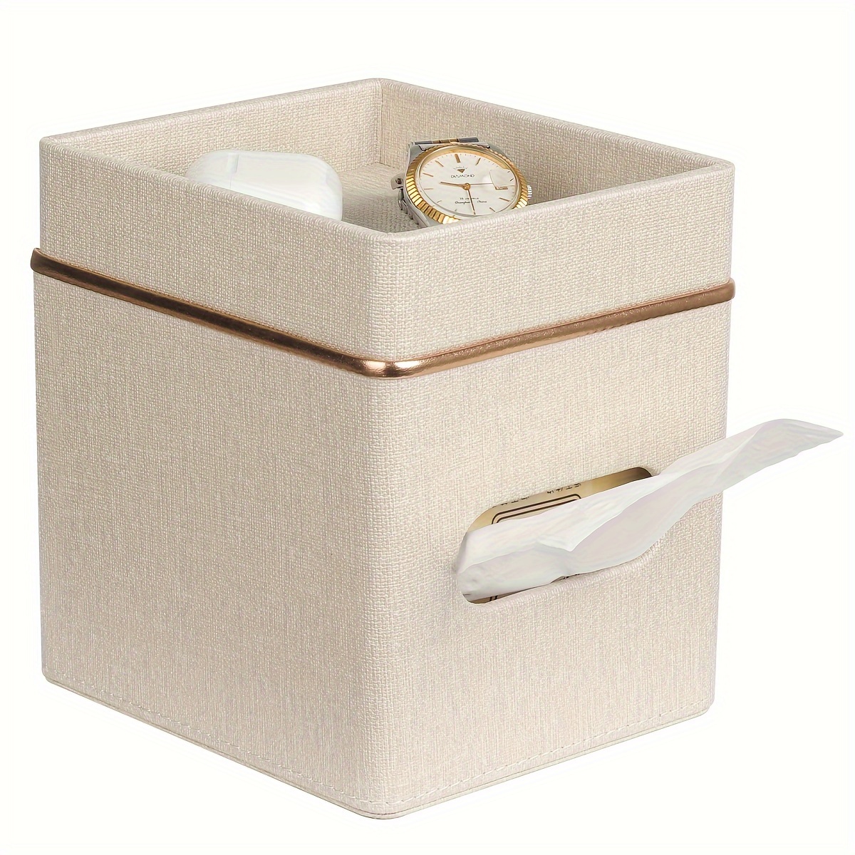 

Linen Square Tissue Box Decorative Cube Tissue Box Holder With Tray Fashion Tissue Box For Bedroom Nightstand, Bedside Table, Vanity, Bathroom Toilet Tank, Work Desk, Dining Room, Living Room (beige)