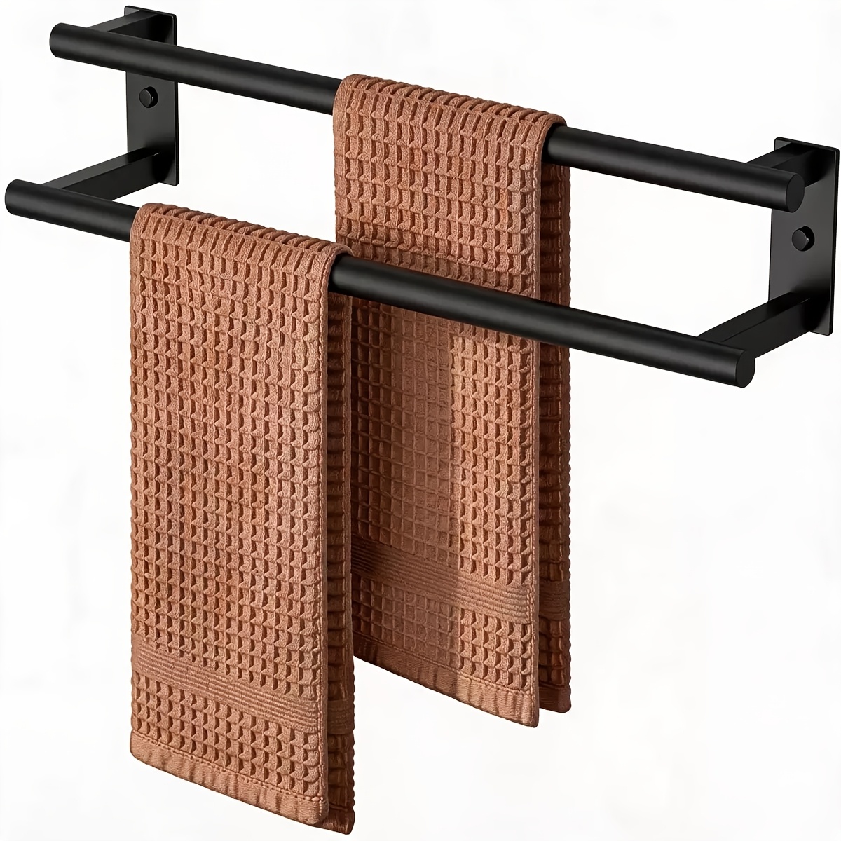 TEMU 1pc 23.62 Inch Bathroom Double Layer Towel Bar Stainless Steel Wall Mounted Screw Punch Towel Rack