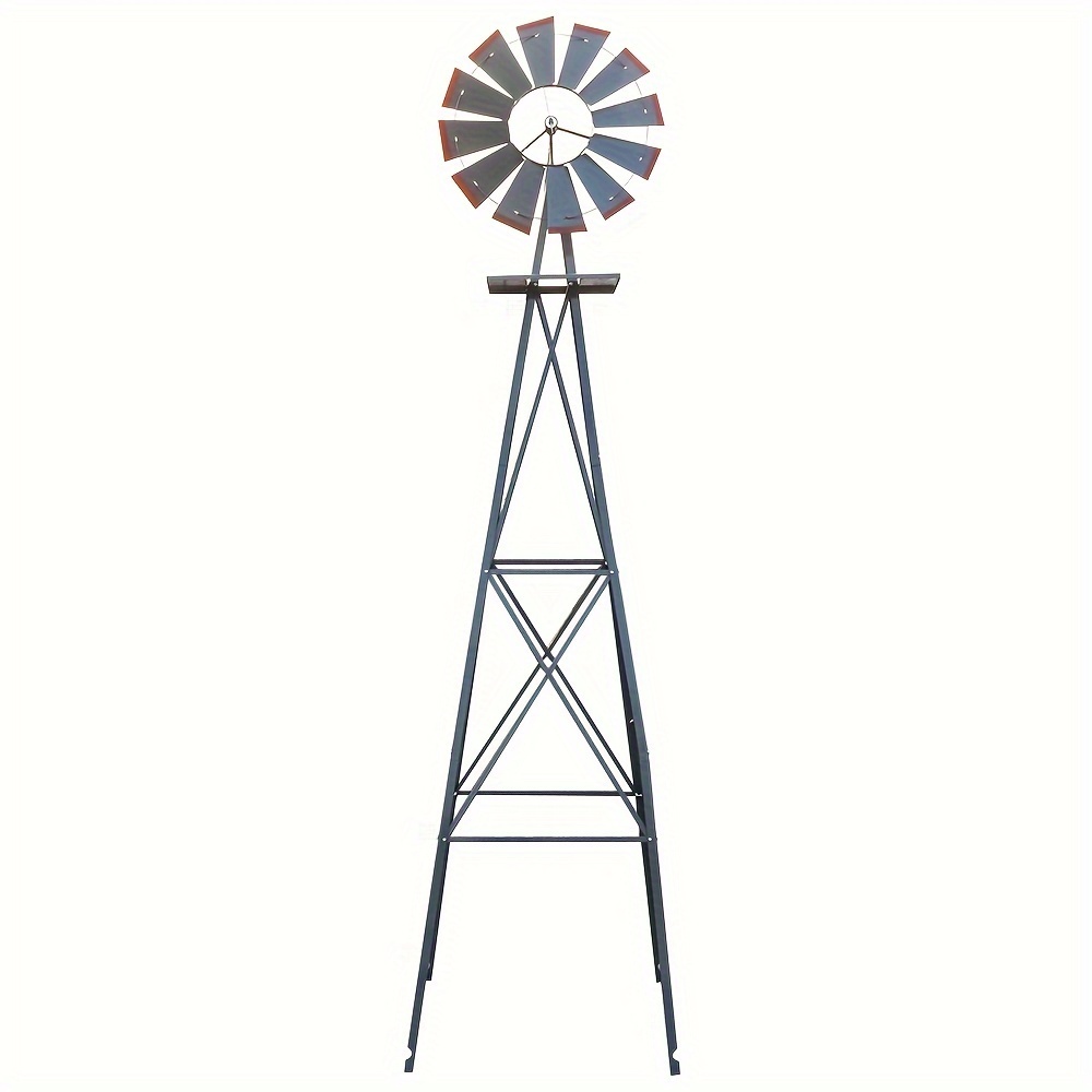 

1set 8ft Weather Resistant Yard Garden Windmill Gray & Red