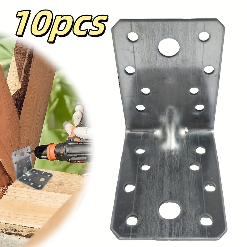 TEMU 10pcs Heavy Duty Galvanized Angle Brackets, 70x70x55mm Metal Corner Braces With 1.8mm Thick Walls, L-shaped Frame For Woodworking, Shelving,