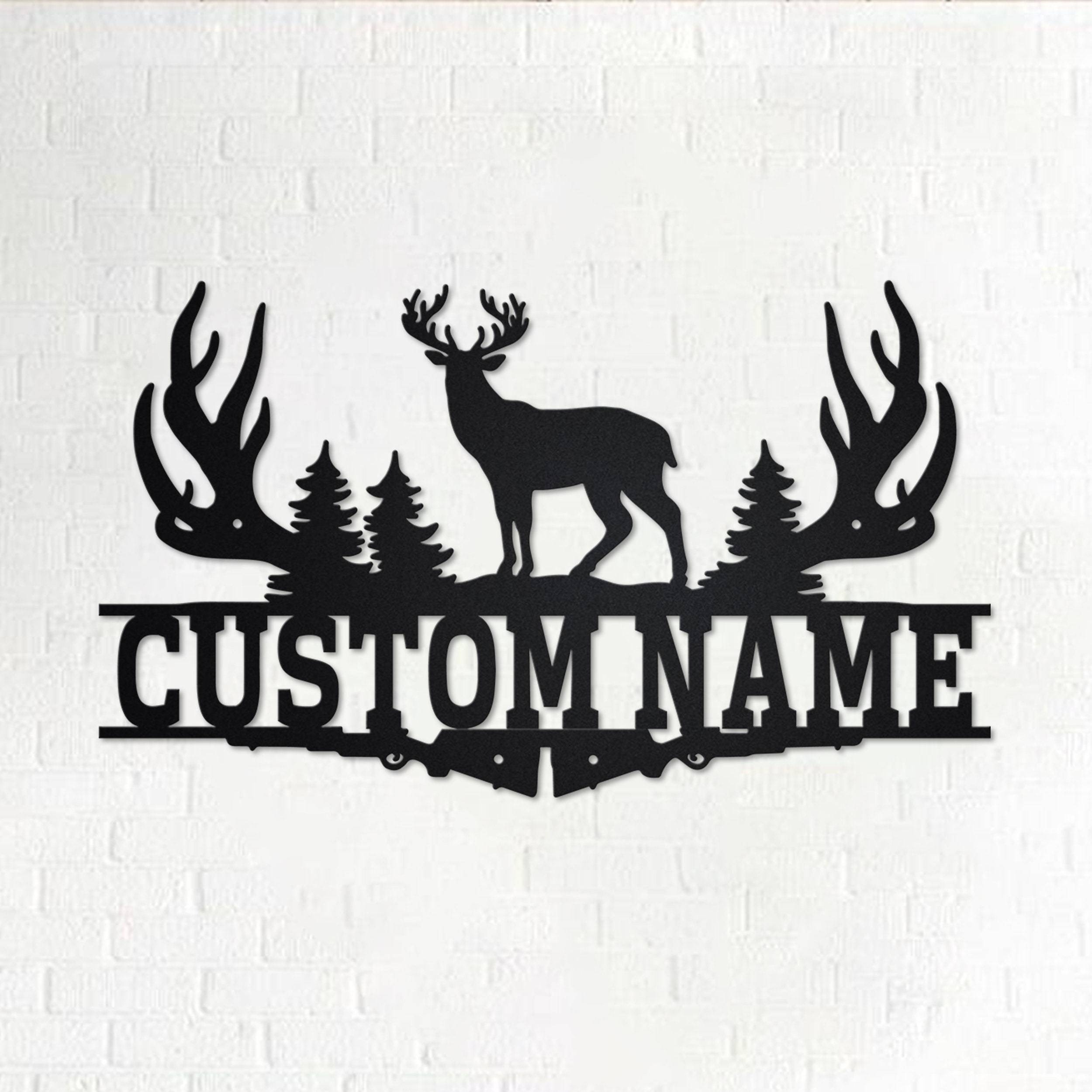 Customizable Metal Elk Silhouette Wall Art, Personalized Family Name Metal Sign, Decorative Indoor/Outdoor Moose-Themed Metal Plaque, Ideal for Entryway, Garden, Home, Kitchen, Dining Room Decor, Hollow Cut Craft, Event and Party Accent, Unique Holiday Gift - No Electricity Needed