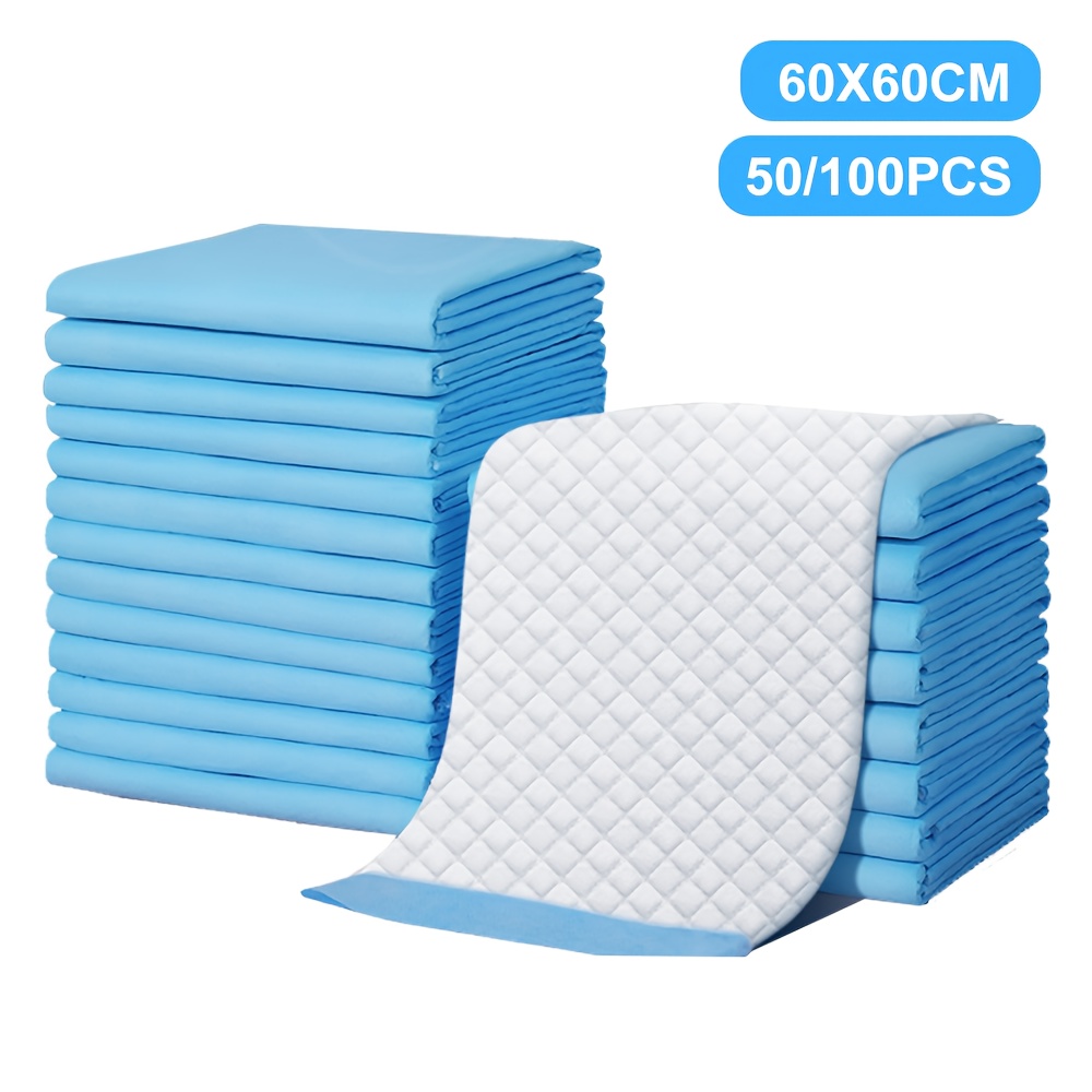 TEMU Ultra-absorbent Disposable Pet Pee Pads Available In Sizes 60x90cm, 60x60cm, And 45x60cm, Featuring Positioning Stickers To Keep Them In .