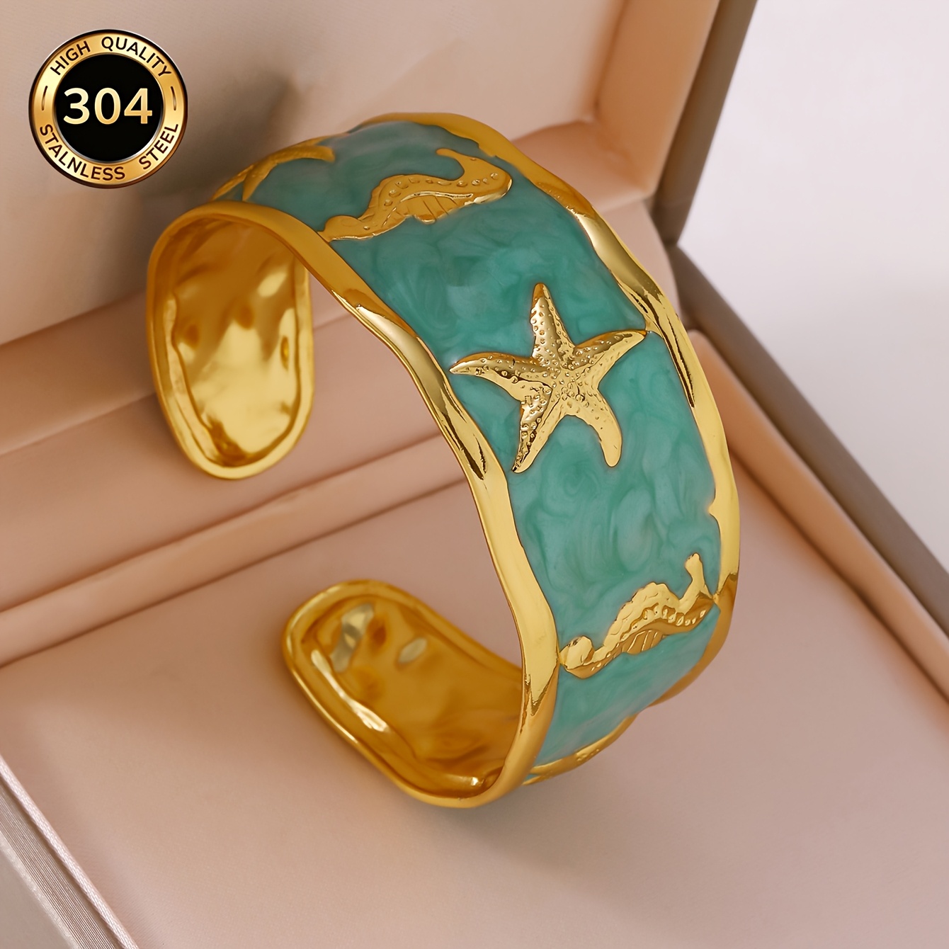 E-shop Französische Retro Mode Ozean Stil Seestern und Seepferdchen Offenes Armband, Luxus und Vielseitiges High-End , Geeignet für /Party/