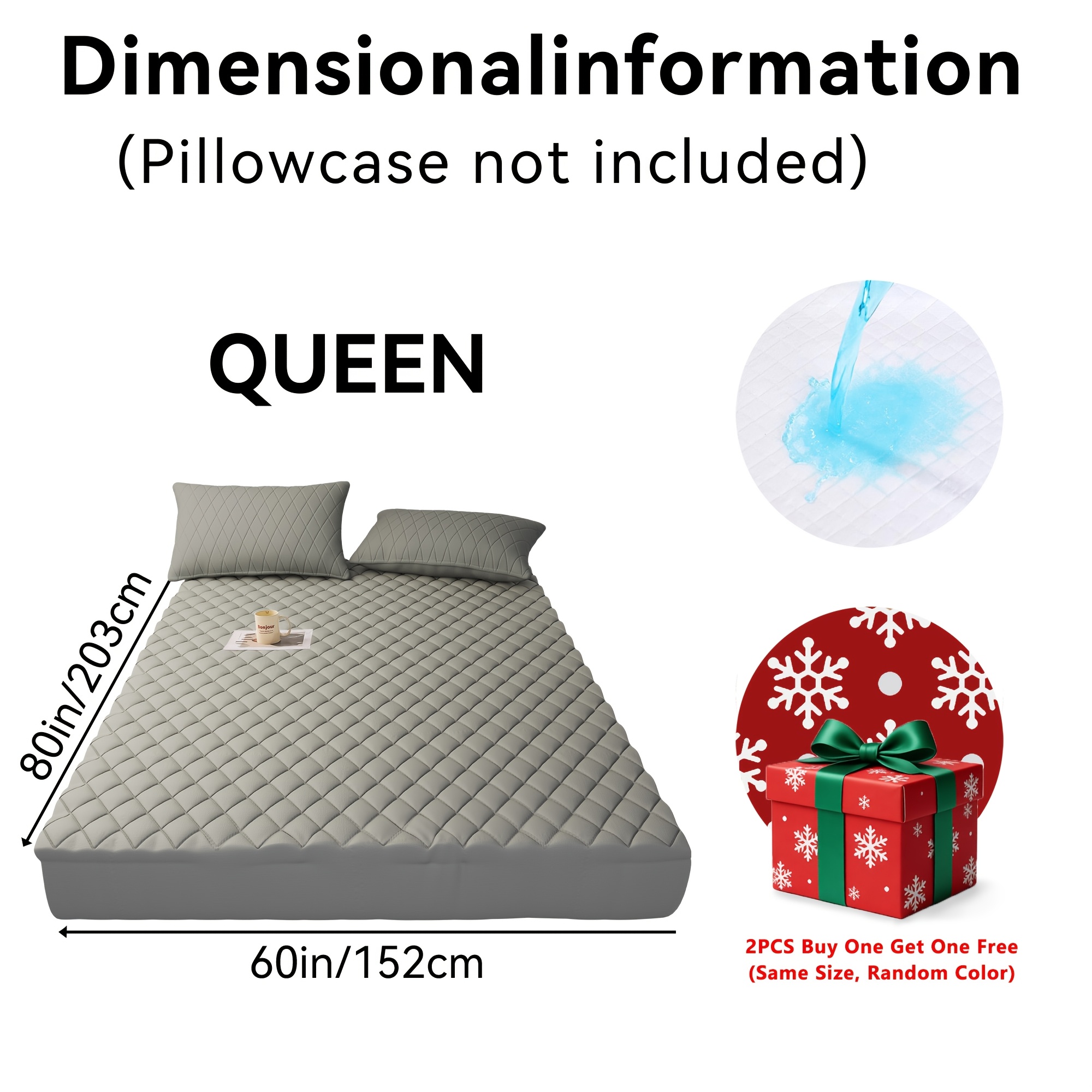 TEMU Free, 2pcs (any + Another Random Color) Non-slip Mattress Protector, Cover With Deep Pocket, Bed Bug Mattress Protector, Queen And King Sizes,