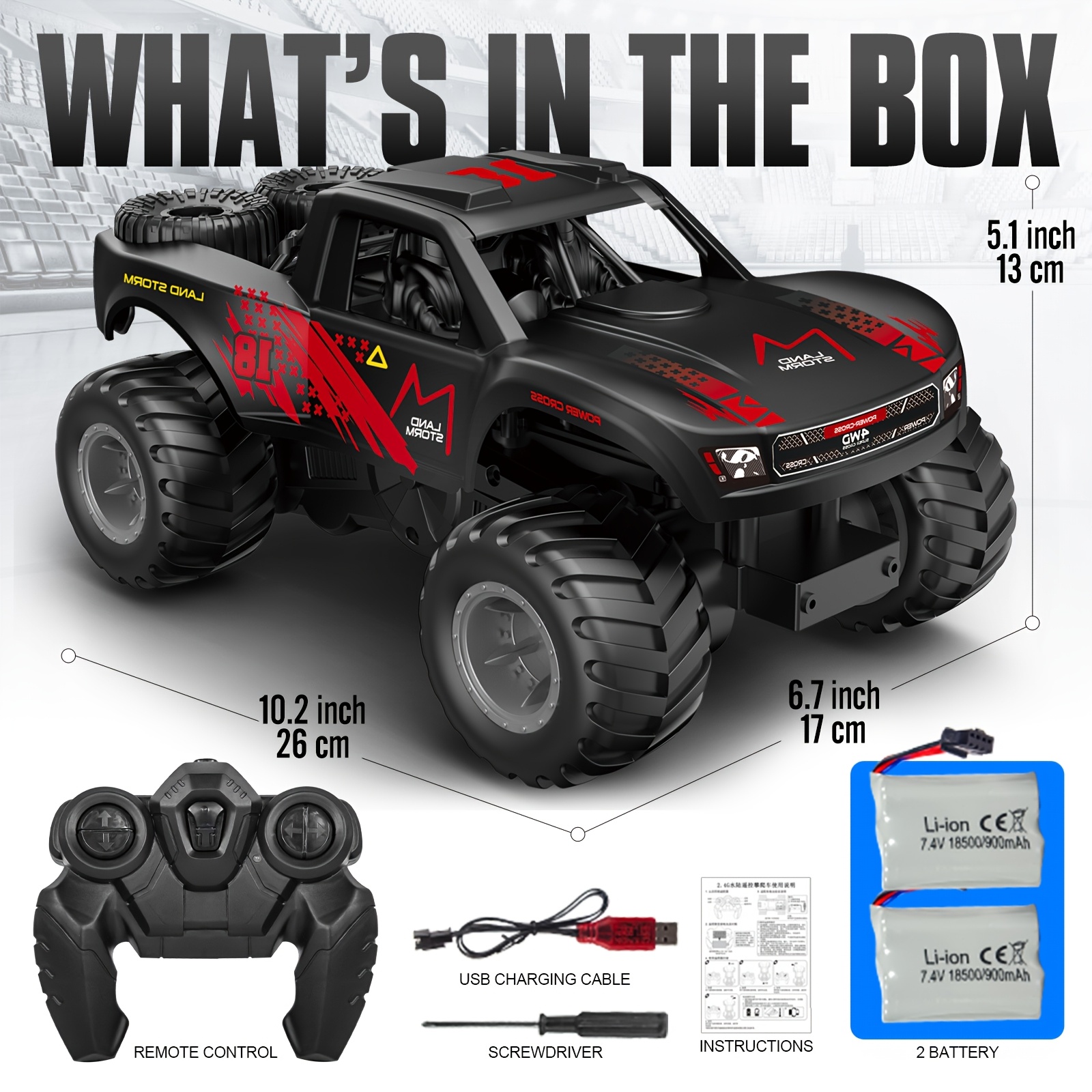 Amphibious RC Monster Truck - 1:16 Scale, 4WD Off-Road Capability,, Includes 2 Rechargeable Batteries, Durable Plastic Body, Ideal Gift for Boys Ages 4-7, Outdoor Play Vehicle|Sporty Design|Rechargeable Toy, NIHO TECH