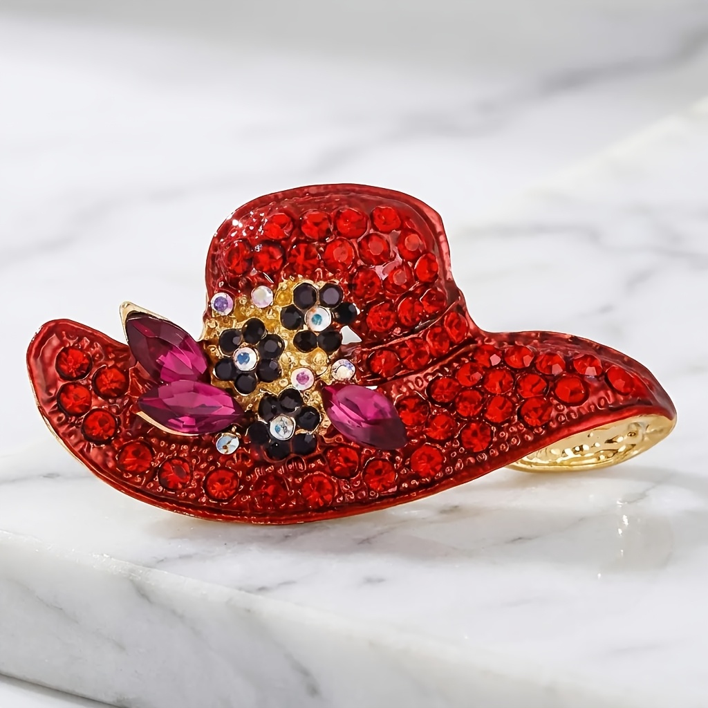 TEMU A Stylish Bohemian Hat Brooch With Sparkling Rhinestones, Making It An Ideal Gift For Parties, Anniversaries, Christmas, Teacher's Day,