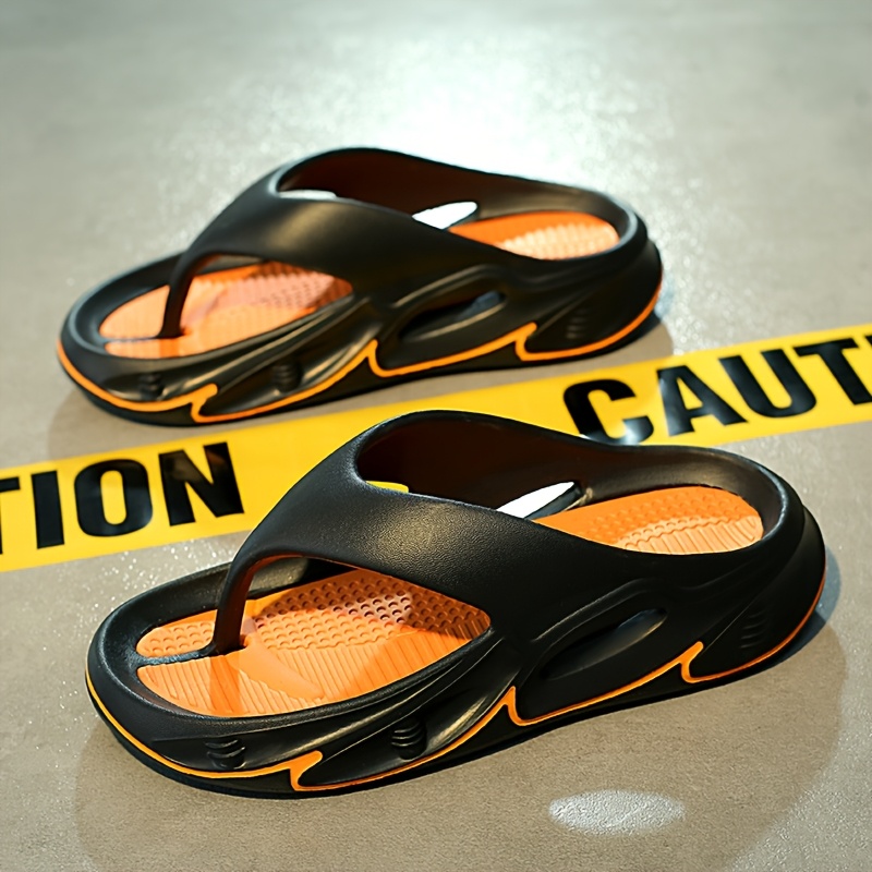 mens and womens fashionable color block thick bottom flip flops comfortable non slip casual durable eva sole toe sandals suitable for mens and womens outdoor activities Product details 0