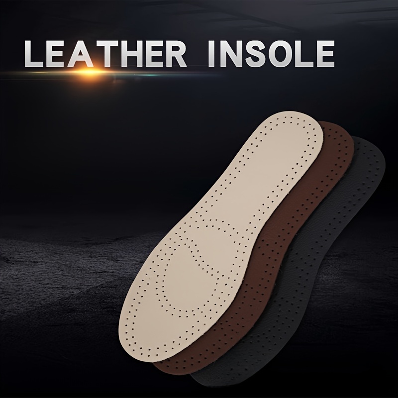 

1pair Sweat-absorbing Deodorant Cowhide Insoles, Leather Thickened Latex Insoles For Men And Women