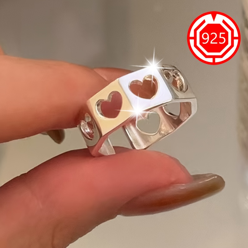 925 Silver Hollow Love Ring for Women