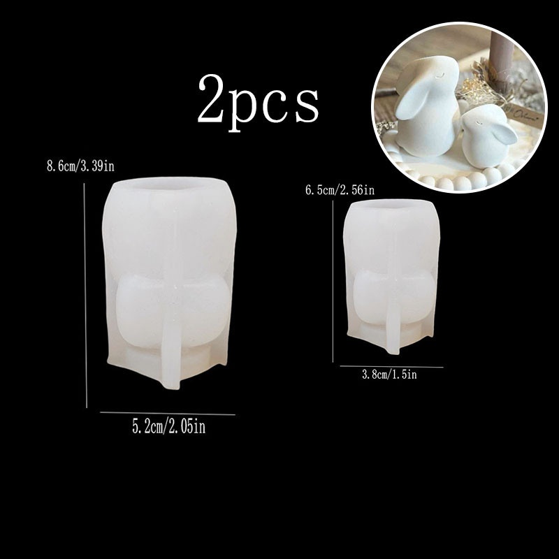 2pcs-lift-nose Scented Rabbit Mold 3d Rabbit Silicone Mold Rabbit Silicone Candle Mold Easter Animal Cute Rabbit Plaster Resin Silicone Mold Craft Casting Tool Furniture Ornament Decorative Piece