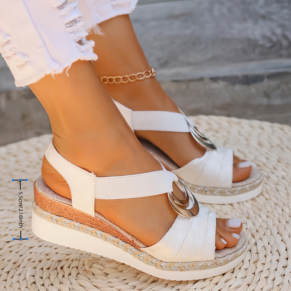 women s vintage platform sandals metallic elastic ankle 4