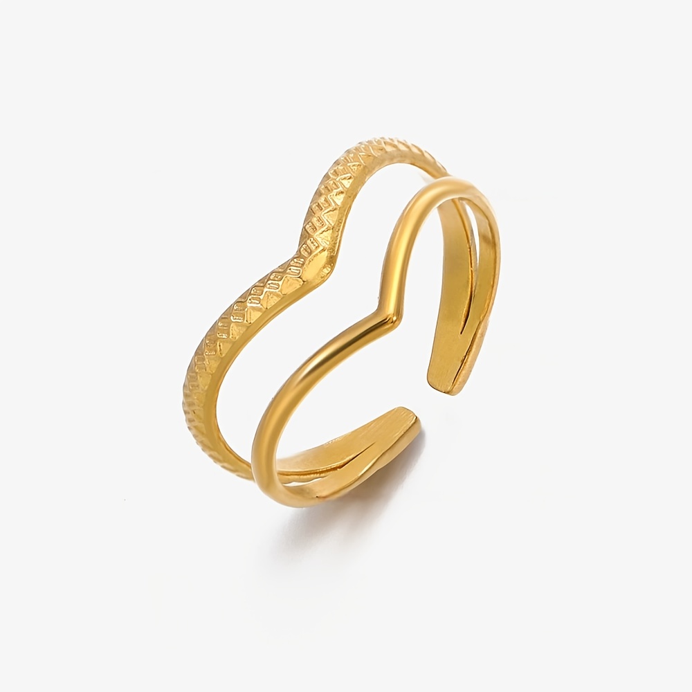 E-shop Ein doppellagiger Ring mit V-förmigem Design, einfacher, individueller, eleganter, temperamentvoller, luxuriöser Ring, Damenring, Damen Schmuck,