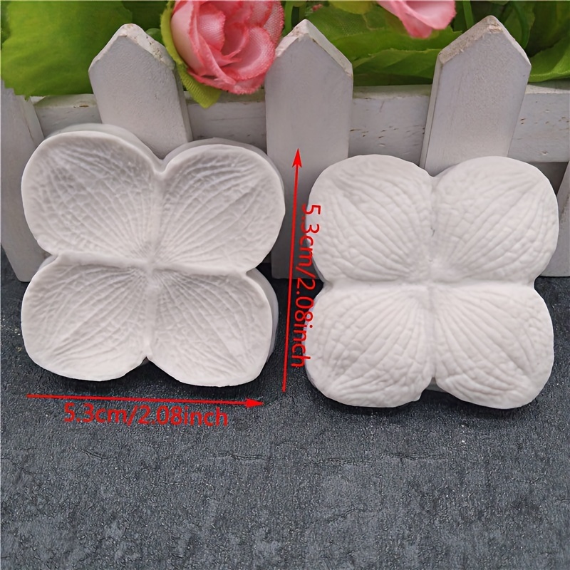 Image of Hydrangea And Leaf Double-sided Texture Embossed Silicone Mold For Fondant Cake Decoration, Reusable Kitchen Baking Tool For Wedding And Birthday Party Decorations